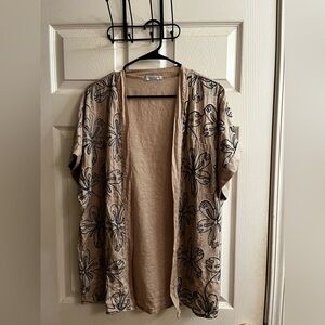 VALENTINA NALDI~ITALY~LINEN~EMBROIDERED OPEN CARDI~LG